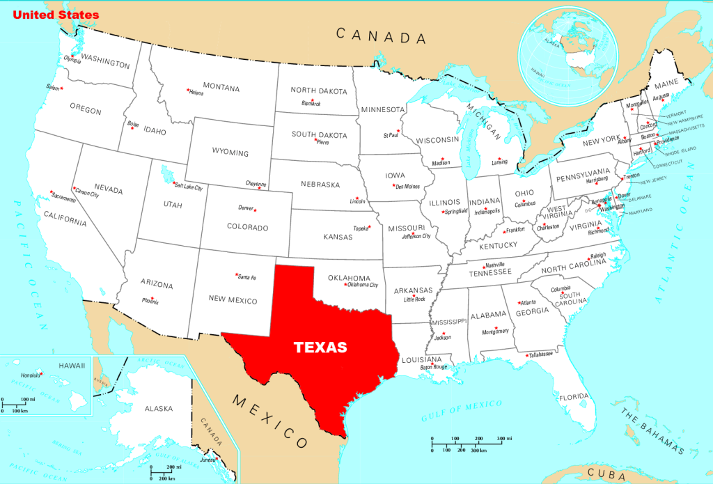 Vị trí địa lý bang Texas - Mỹ