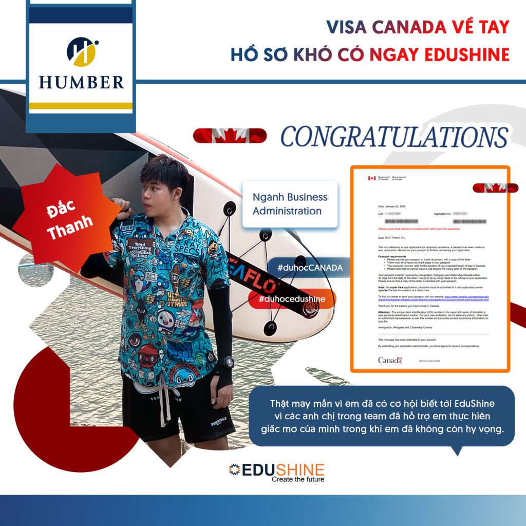  Vũ Đắc Thanh - Visa du học Canada tại Humber College ngành Business Administration