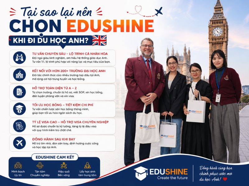 Edushine – Trung tâm tư vấn du học Anh tại Hà Nội được nhiều học sinh tin tưởng
