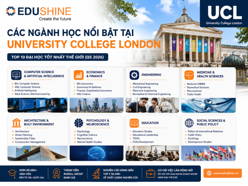 Các ngành học nổi bật tại University College London